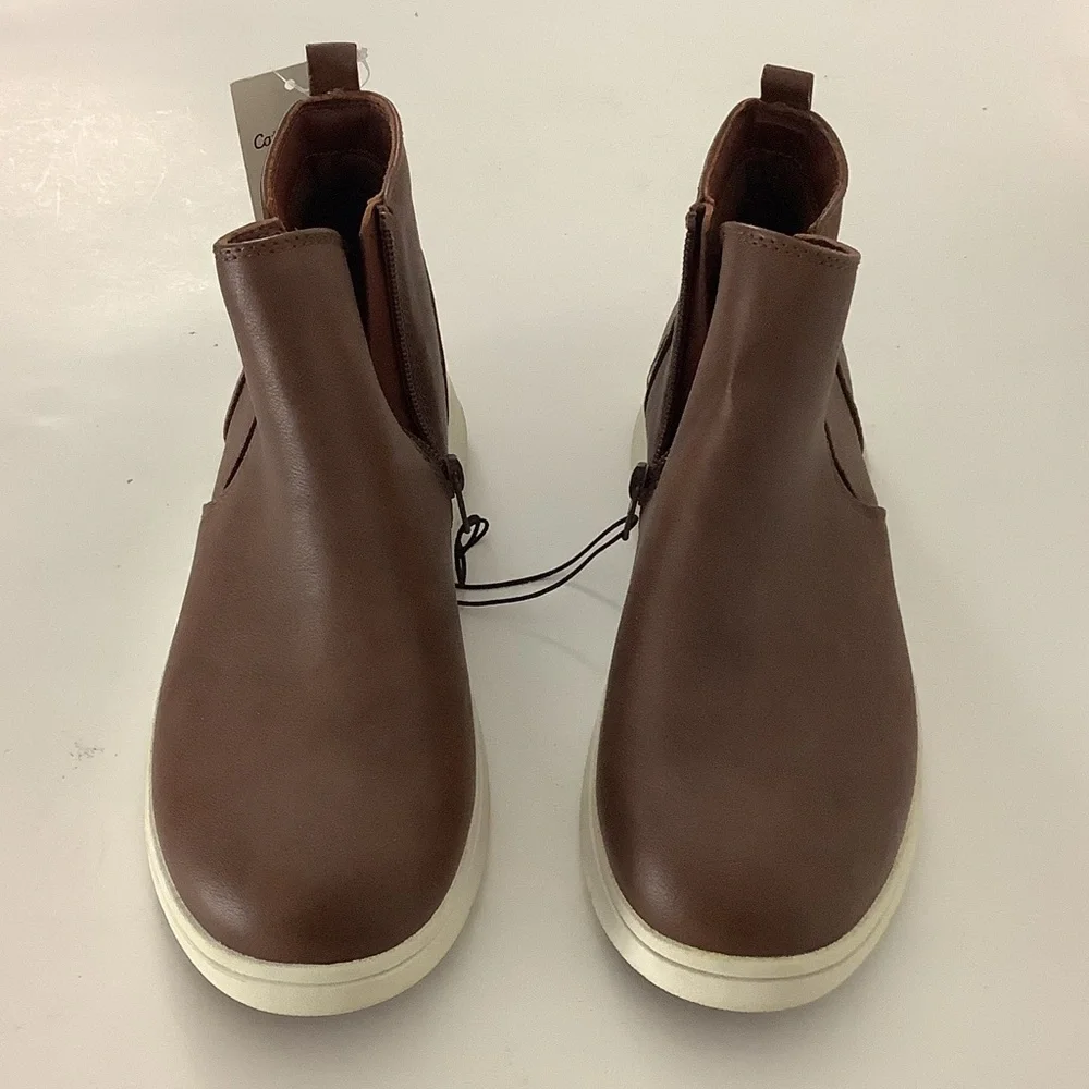 Cat & Jack Boy’s Abram Brown Faux Leather Ankle Boots Dress Shoe Sporty Western